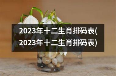 2023年十二生肖排码表(2023年十二生肖排码表)