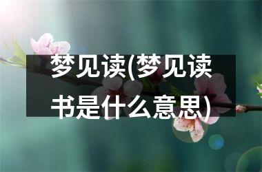 梦见读(梦见读书是什么意思)