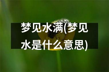 梦见水满(梦见水是什么意思)