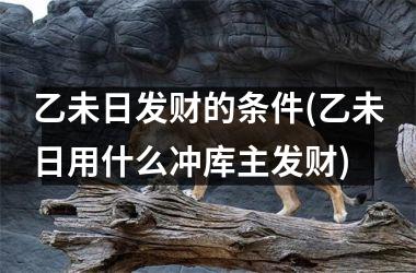 <h3>乙未日发财的条件(乙未日用什么冲库主发财)