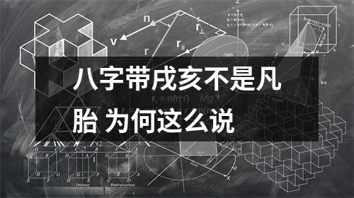 八字带戌亥不是凡胎为何这么说