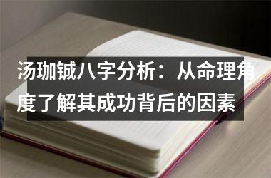 <h3>汤珈铖八字分析：从命理角度了解其成功背后的因素