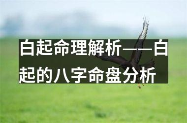<h3>白起命理解析——白起的八字命盘分析