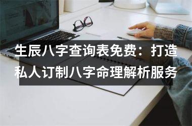 <h3>生辰八字查询表免费：打造私人订制八字命理解析服务
