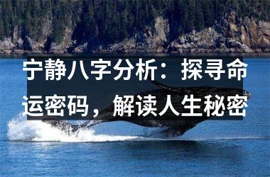 <h3>宁静八字分析：探寻命运密码，解读人生秘密
