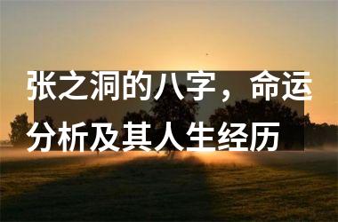 <h3>张之洞的八字，命运分析及其人生经历