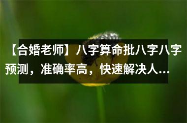 <h3>【合婚老师】八字算命批八字八字预测，准确率高，快速解决人生难题