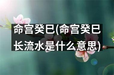 <h3>命宫癸巳(命宫癸巳长流水是什么意思)