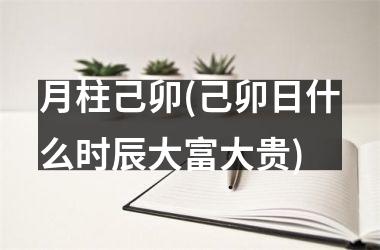 <h3>月柱己卯(己卯日什么时辰大富大贵)