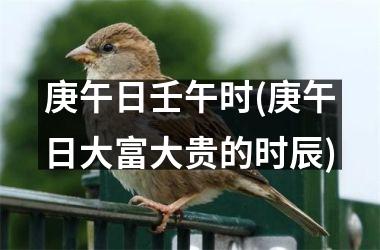 庚午日壬午时(庚午日大富大贵的时辰)