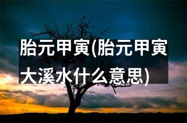<h3>胎元甲寅(胎元甲寅大溪水什么意思)