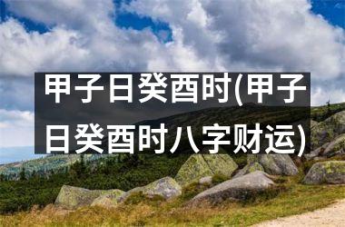 甲子日癸酉时(甲子日癸酉时八字财运)