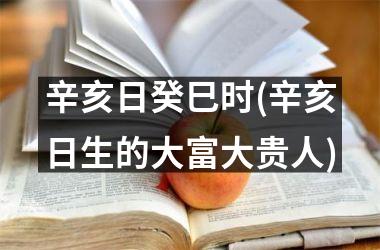 <h3>辛亥日癸巳时(辛亥日生的大富大贵人)