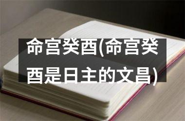 命宫癸酉(命宫癸酉是日主的文昌)