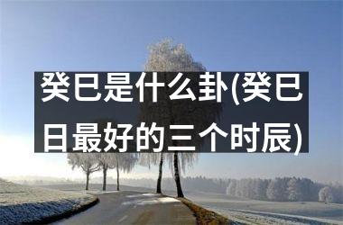 <h3>癸巳是什么卦(癸巳日最好的三个时辰)