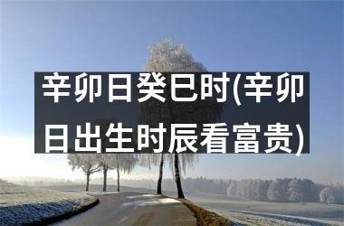 辛卯日癸巳时(辛卯日出生时辰看富贵)