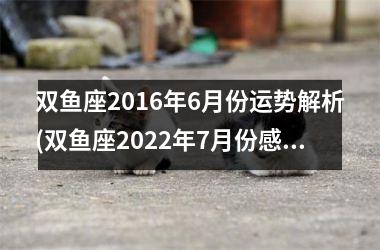 双鱼座2016年6月份运势解析(双鱼座2022年7月份感情运势)