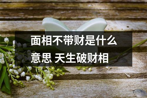 面相不带财是什么意思天生破财相