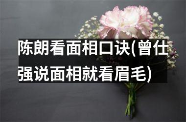 陈朗看面相口诀(曾仕强说面相就看眉毛)