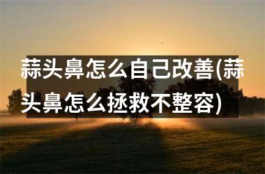<h3>蒜头鼻怎么自己改善(蒜头鼻怎么拯救不整容)