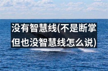 <h3>没有智慧线(不是断掌但也没智慧线怎么说)
