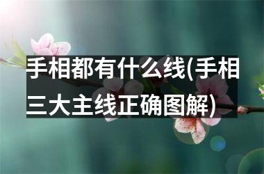 手相都有什么线(手相三大主线正确图解)
