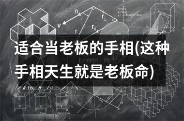 适合当老板的手相(这种手相天生就是老板命)