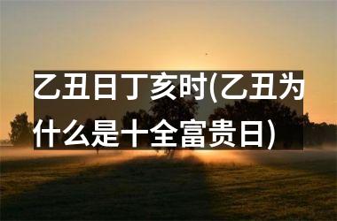 <h3>乙丑日丁亥时(乙丑为什么是十全富贵日)
