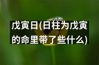<h3>戊寅日(日柱为戊寅的命里带了些什么)