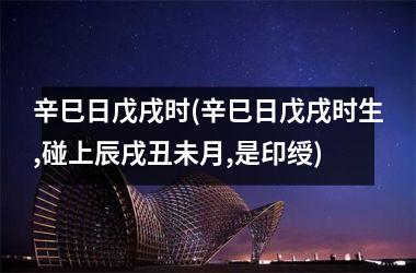 辛巳日戊戌时(辛巳日戊戌时生,碰上辰戌丑未月,是印绶)