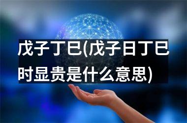 戊子丁巳(戊子日丁巳时显贵是什么意思)