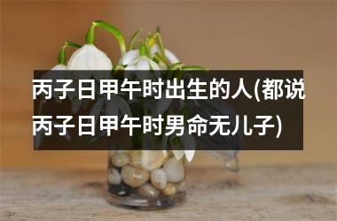 <h3>丙子日甲午时出生的人(都说丙子日甲午时男命无儿子)