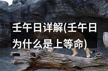 <h3>壬午日详解(壬午日为什么是上等命)