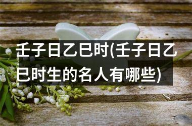 <h3>壬子日乙巳时(壬子日乙巳时生的名人有哪些)
