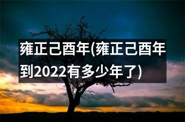 雍正己酉年(雍正己酉年到2025有多少年了)