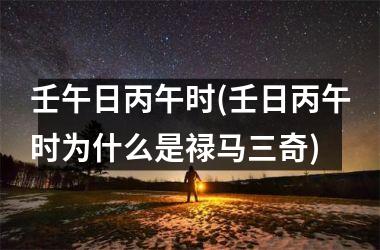 <h3>壬午日丙午时(壬日丙午时为什么是禄马三奇)