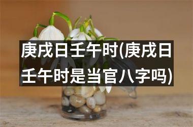 <h3>庚戌日壬午时(庚戌日壬午时是当官八字吗)