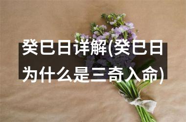 <h3>癸巳日详解(癸巳日为什么是三奇入命)