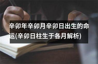 <h3>辛卯年辛卯月辛卯日出生的命运(辛卯日柱生于各月解析)