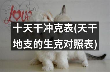 <h3>十天干冲克表(天干地支的生克对照表)