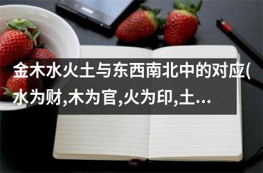 金木水火土与东西南北中的对应(水为财,木为官,火为印,土为)