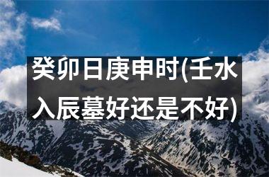 癸卯日庚申时(壬水入辰墓好还是不好)