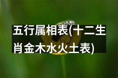 <h3>五行属相表(十二生肖金木水火土表)