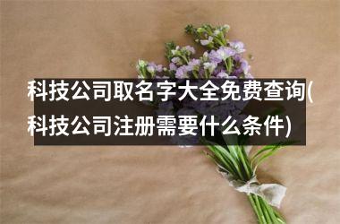 <h3>科技公司取名字大全免费查询(科技公司注册需要什么条件)