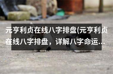 元亨利贞在线八字排盘(元亨利贞在线八字排盘，详解八字命运，提供在线预测服务)