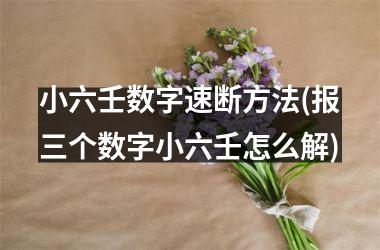 小六壬数字速断方法(报三个数字小六壬怎么解)