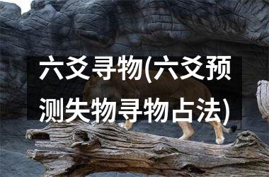 六爻寻物(六爻预测失物寻物占法)