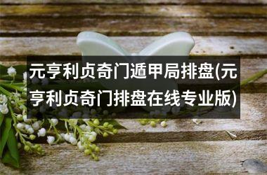 元亨利贞奇门遁甲局排盘(元亨利贞奇门排盘在线专业版)