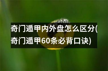 奇门遁甲内外盘怎么区分(奇门遁甲60条必背口诀)