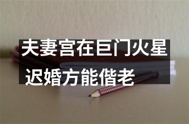 <h3>夫妻宫在巨门火星 迟婚方能偕老